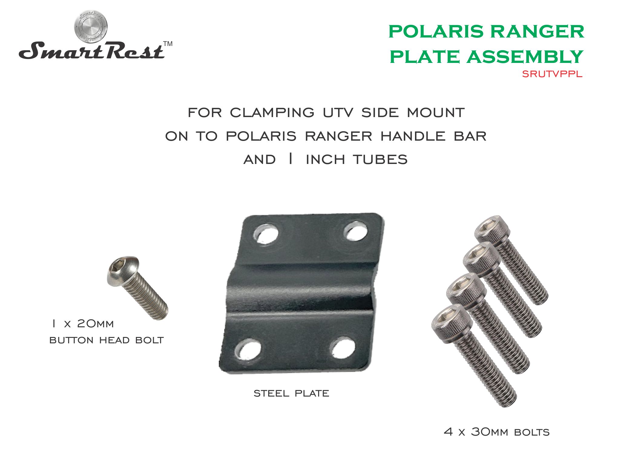 SmartRest UTV Gun Rack POLARIS RANGER PLATE ASSEMBLY
